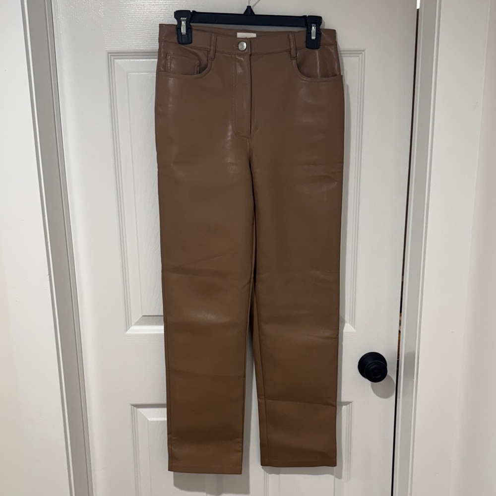 Aritzia Brown Faux Leather Pants